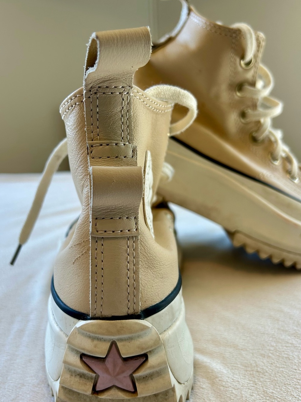 Converse Platform Run Star High-Top Sneakers in Cream and White Sz 5.5 - Picture 4 of 6